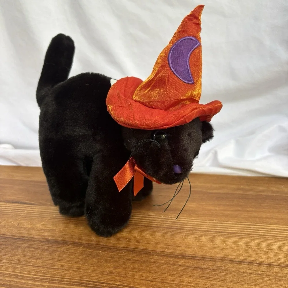 Dan Dee Black Cat Halloween Plush Witch Hat Orange Purple Collector's Choice Toy